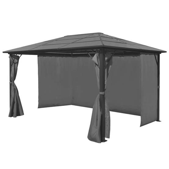 ComfortXL - Pergola en Aluminium Toit PC Rigide avec 4 Rideaux pour Terrasse Jardin Anthracite 4x3 m – ComfortXL Outdoor Living - Image 2