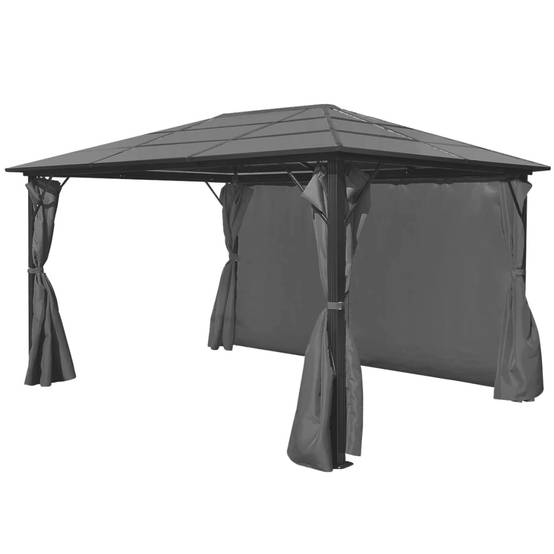ComfortXL - Pergola en Aluminium Toit PC Rigide avec 4 Rideaux pour Terrasse Jardin Anthracite 4x3 m – ComfortXL Outdoor Living - Image 3