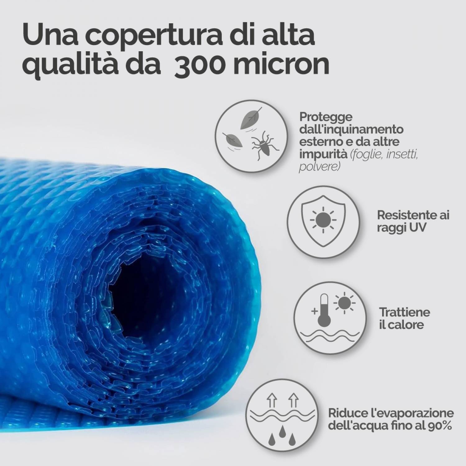 Linxor - Bâche à bulles 4 m x 4 m pour piscine - 300 microns - Bleu - Linxor - Imagen 8