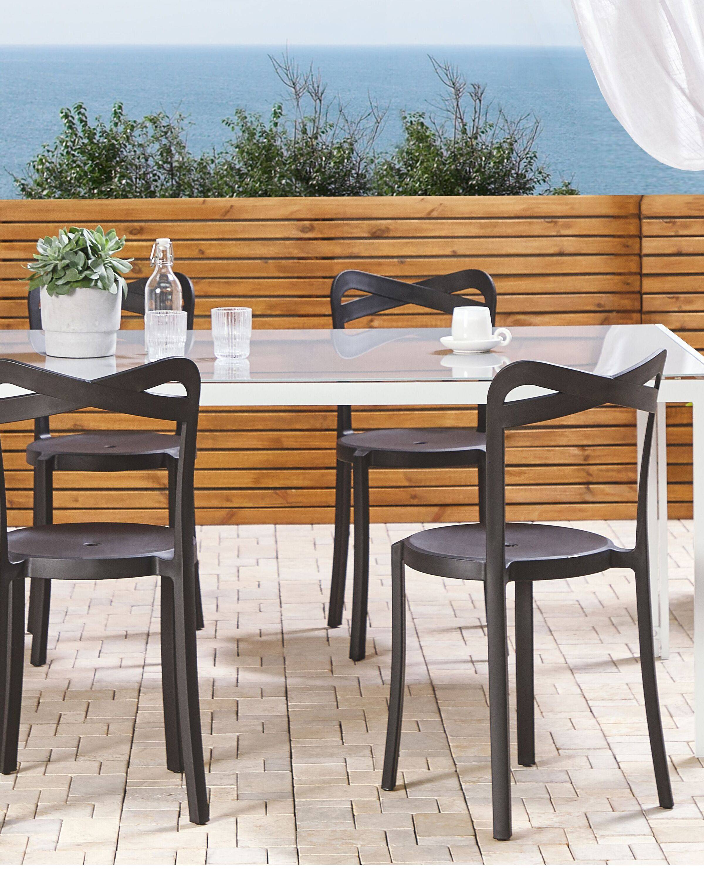 Beliani - Lot de 4 Chaises de Salle à Manger Design en Plastique Noir Empilables pour Intérieur et Extérieur au Style Moderne et Scandianave Beliani - Imagen 2
