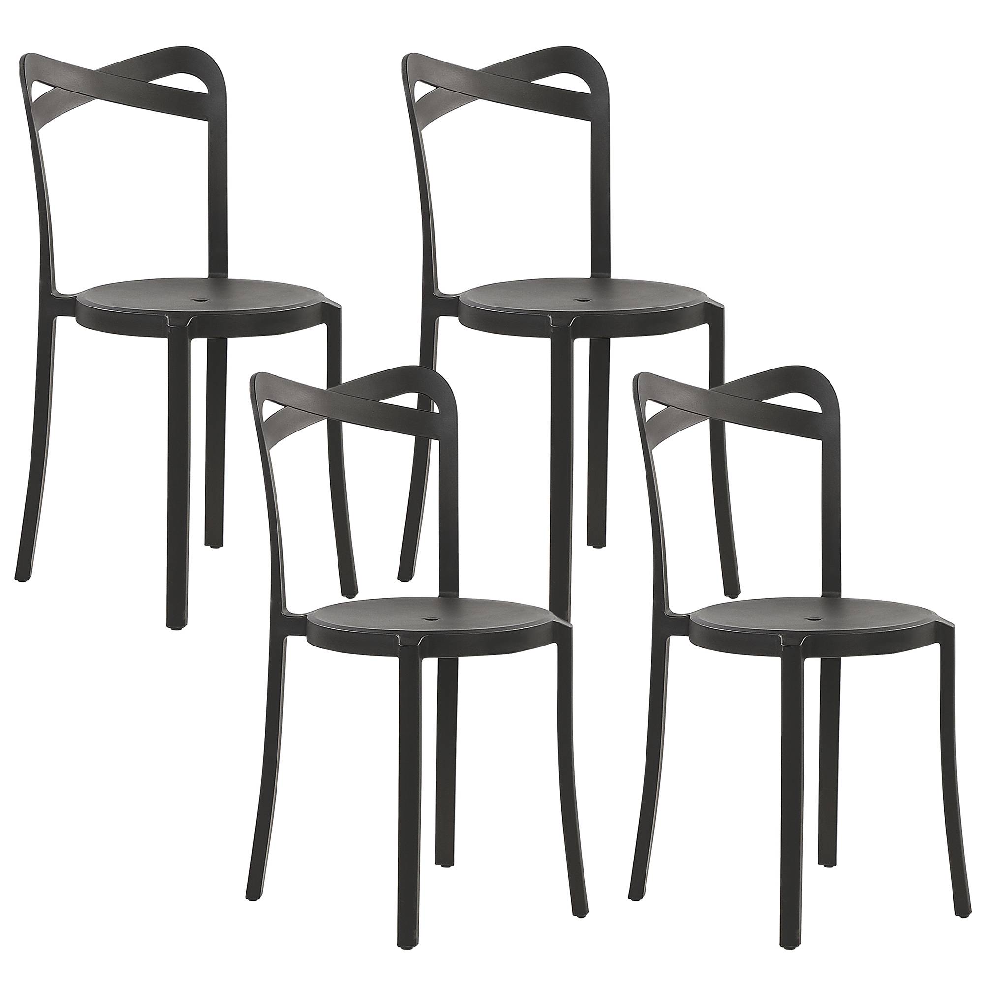 Beliani - Lot de 4 Chaises de Salle à Manger Design en Plastique Noir Empilables pour Intérieur et Extérieur au Style Moderne et Scandianave Beliani - Imagen 1