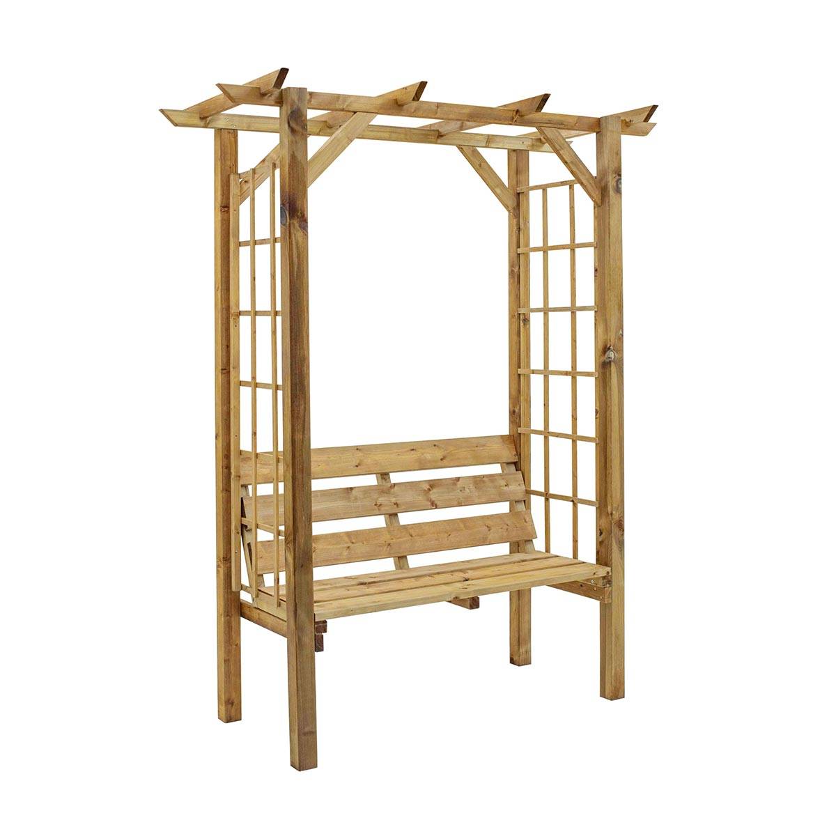 Banc 2 places avec arche en bois - Cémonjardin - Imagen 1