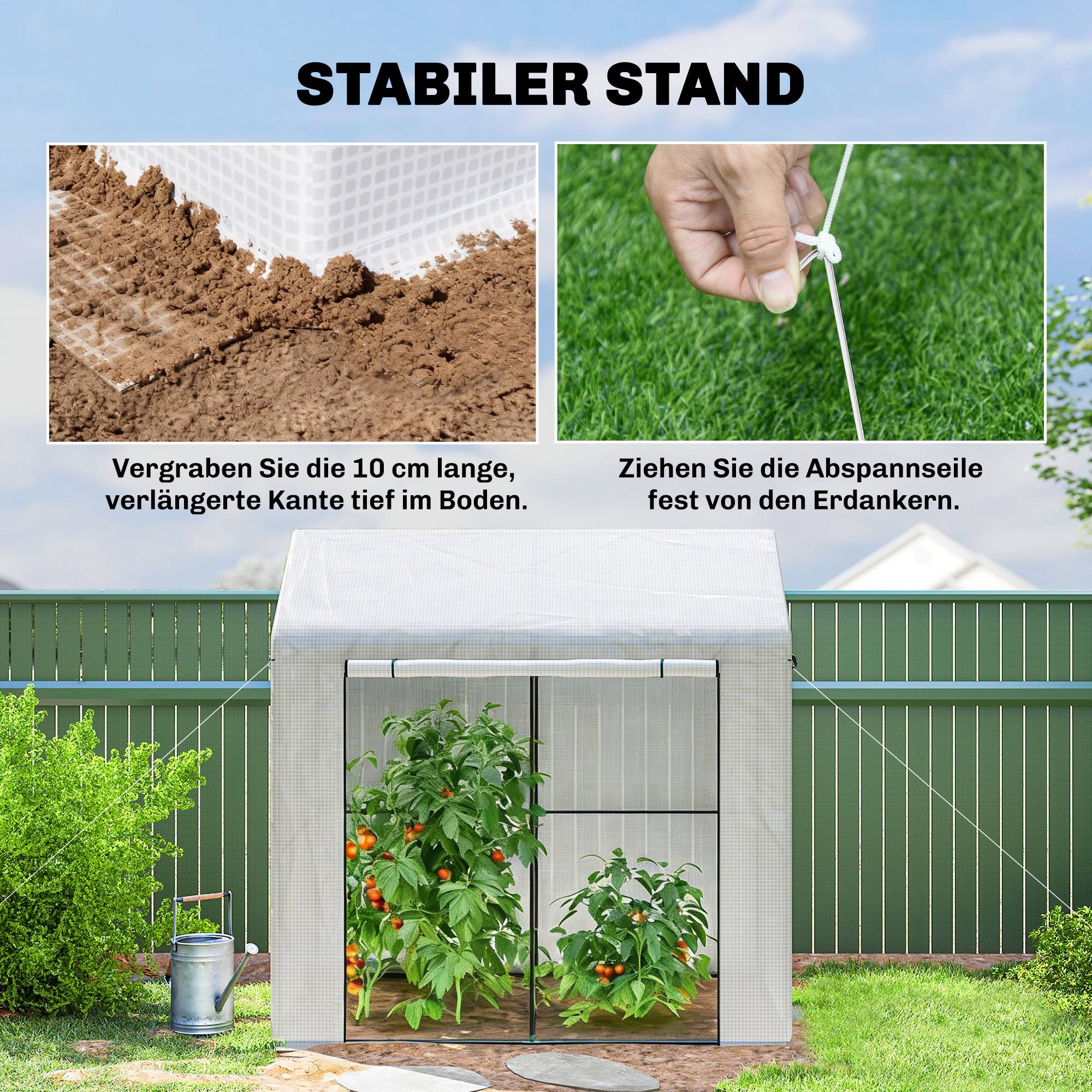 ComfortXL - Serre de jardin PE acier 200 x 140 x 200 cm blanc vert pour cultures protection UV et ventilation réglable - Image 7