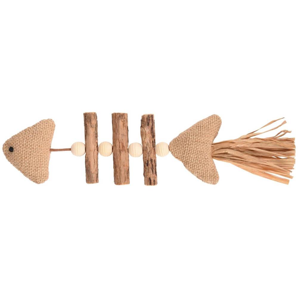 Poisson Topsy en bois Matatabi nature 21 x 2.5 cm jeux pour chat. - Imagen 2