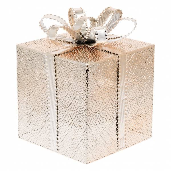 Lotti - Cadeau lumineux H25cm 40 led blanc chaud métal couleur champagne Lotti - Imagen 4