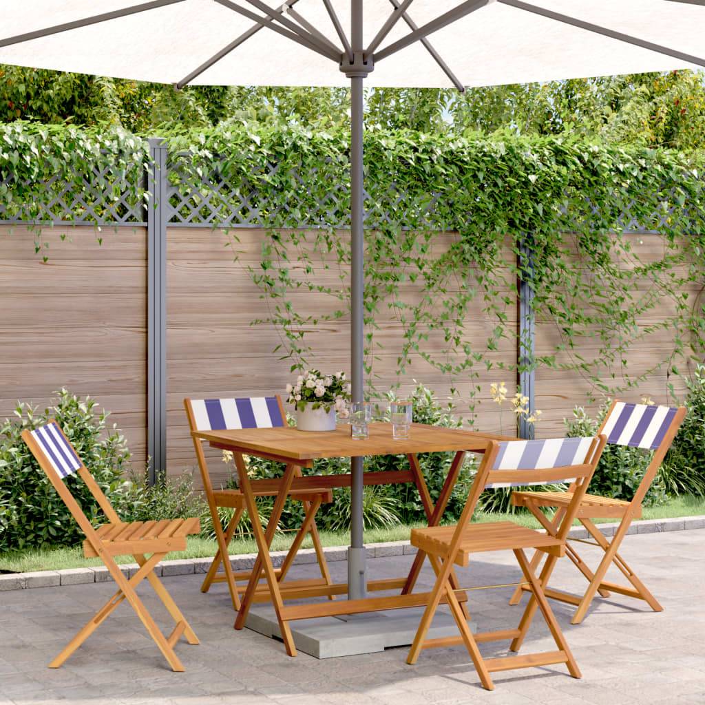 Maison Chic - 5 pcs Salon de jardin - Ensemble à manger de jardin bleu blanc tissu bois massif P294 - Image 2