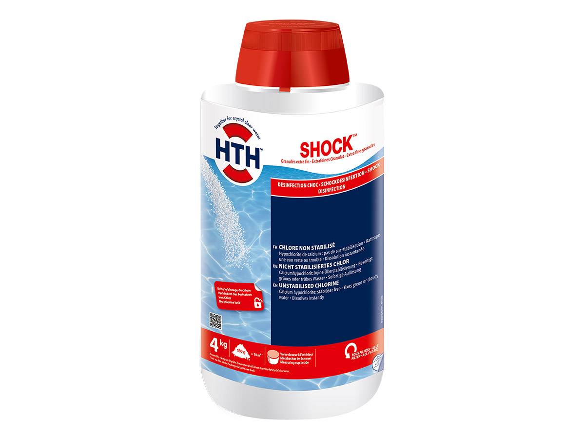 Hypochlorite de calcium - Chlore choc hth® SHOCK poudre / granulés extra fins - 4 kg - Image 1