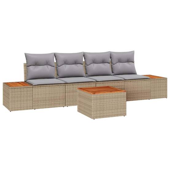 Salon de Jardin 4 Places Beige et Table en Bois d'Acacia – ComfortXL Outdoor Living - Image 2