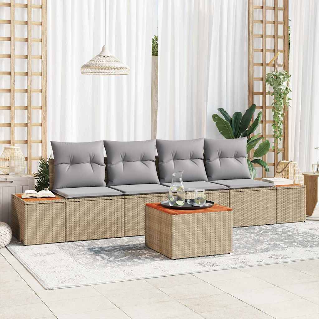 Salon de Jardin 4 Places Beige et Table en Bois d'Acacia – ComfortXL Outdoor Living - Image 1