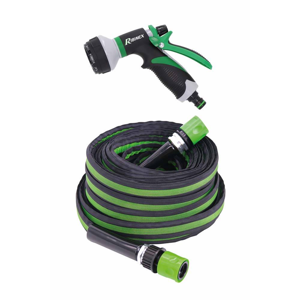 Ribimex - Tuyau plat 'Flatex' 30 mètres avec raccords métal et pistolet