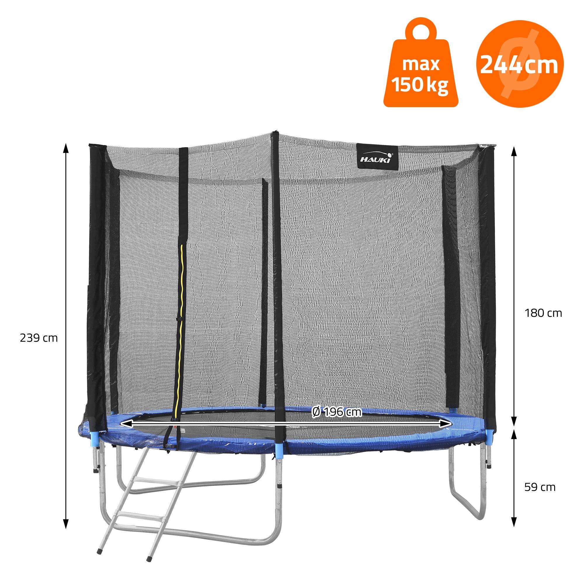 Trampoline de jardin avec filet de sécurité et échelle set complet bleu Ø 244 cm - Imagen 8