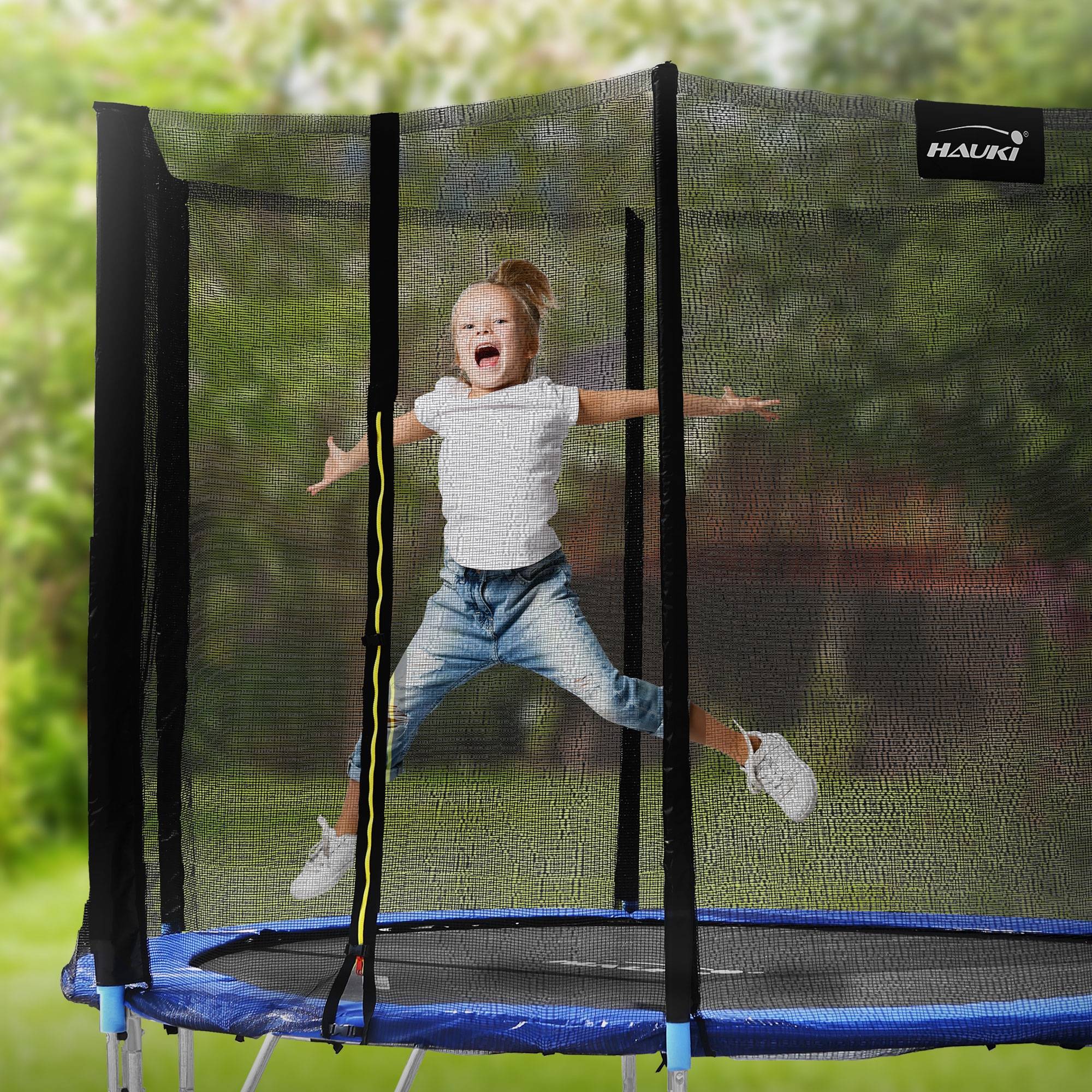 Trampoline de jardin avec filet de sécurité et échelle set complet bleu Ø 244 cm - Imagen 10