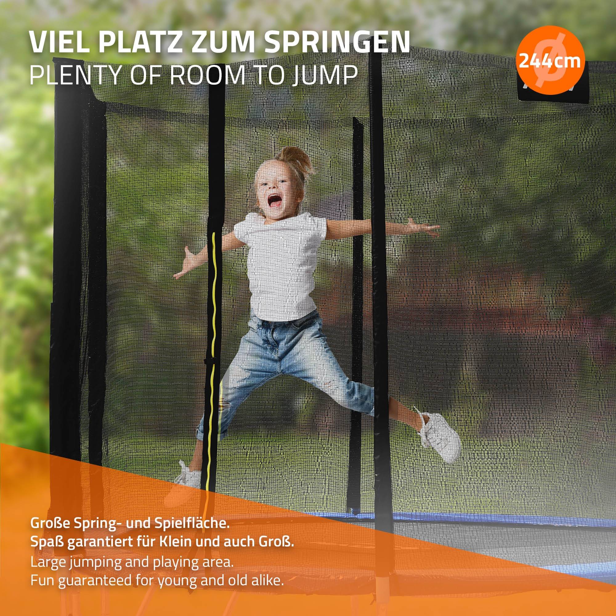Trampoline de jardin avec filet de sécurité et échelle set complet bleu Ø 244 cm - Imagen 6