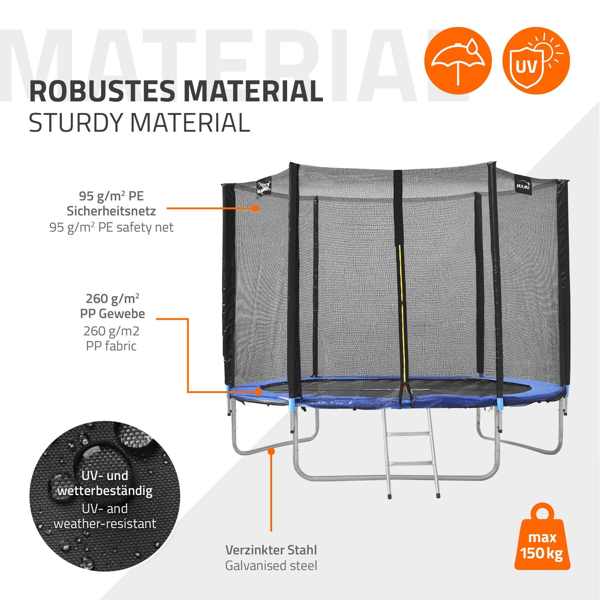Trampoline de jardin avec filet de sécurité et échelle set complet bleu Ø 244 cm - Imagen 7