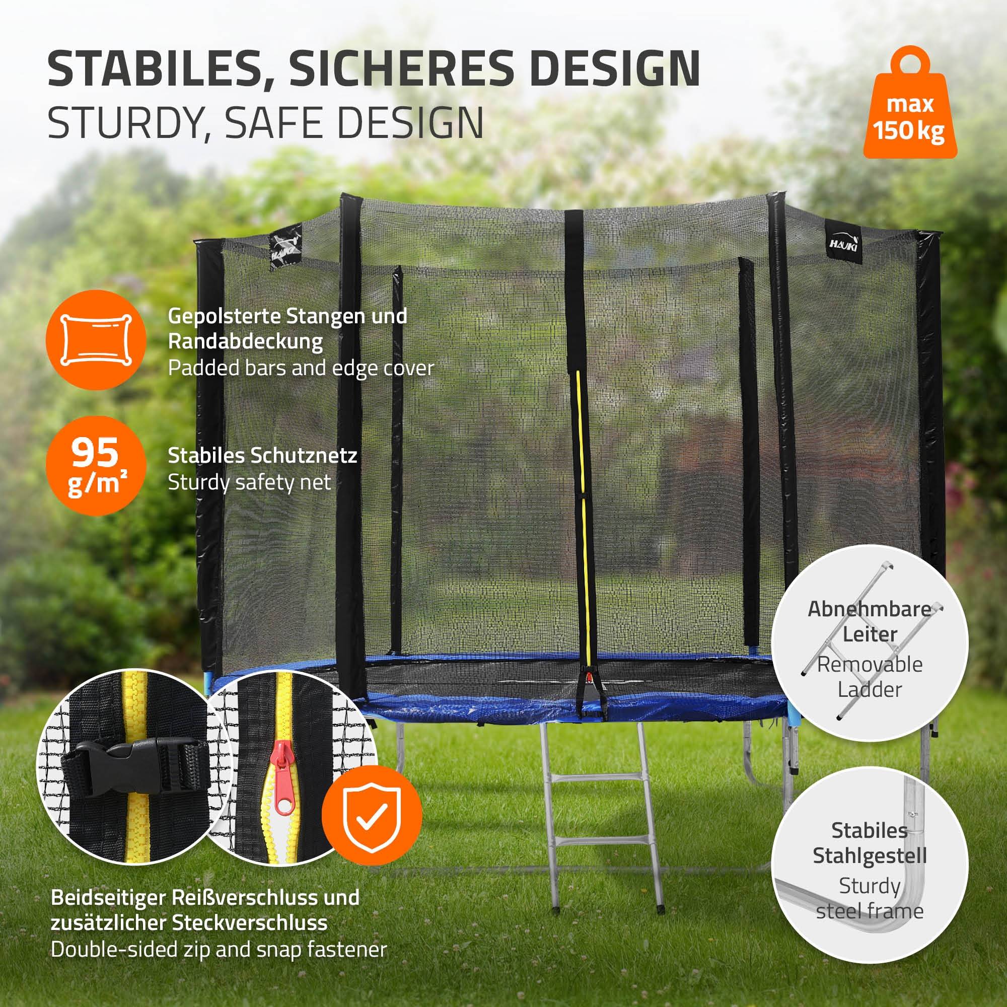 Trampoline de jardin avec filet de sécurité et échelle set complet bleu Ø 244 cm - Imagen 4