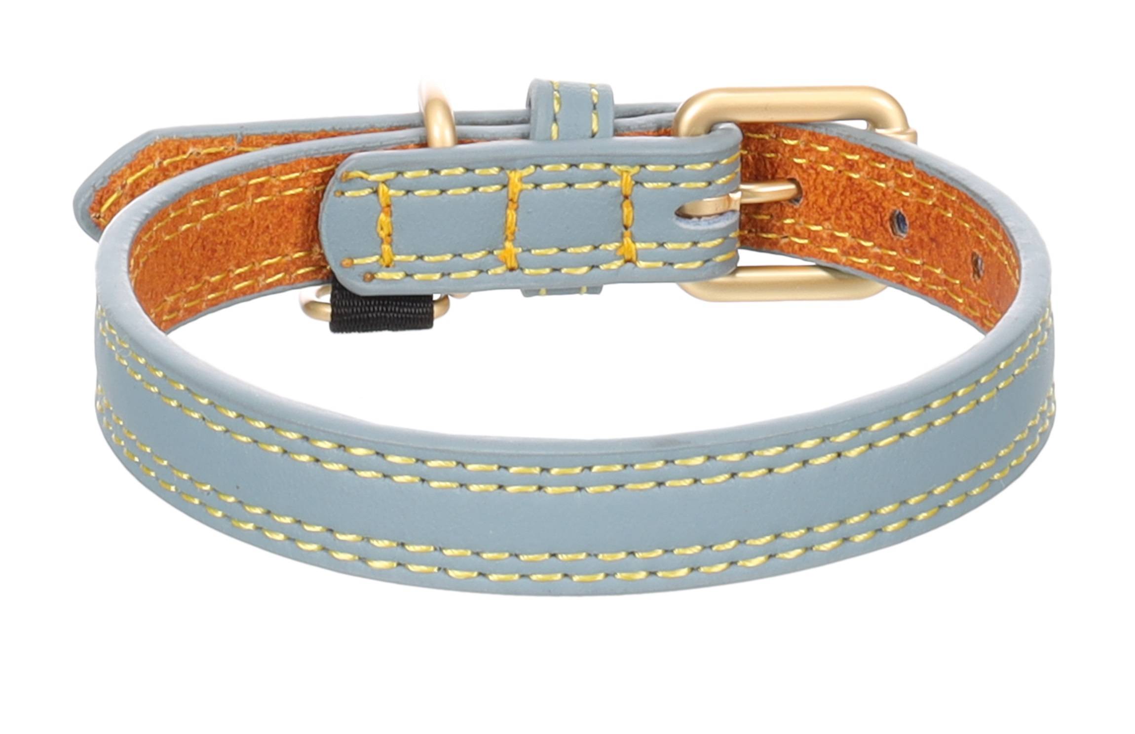 Eden - Collier pour chien Virginia en cuir S / M 31-39cm 20mm bleu - Image 1