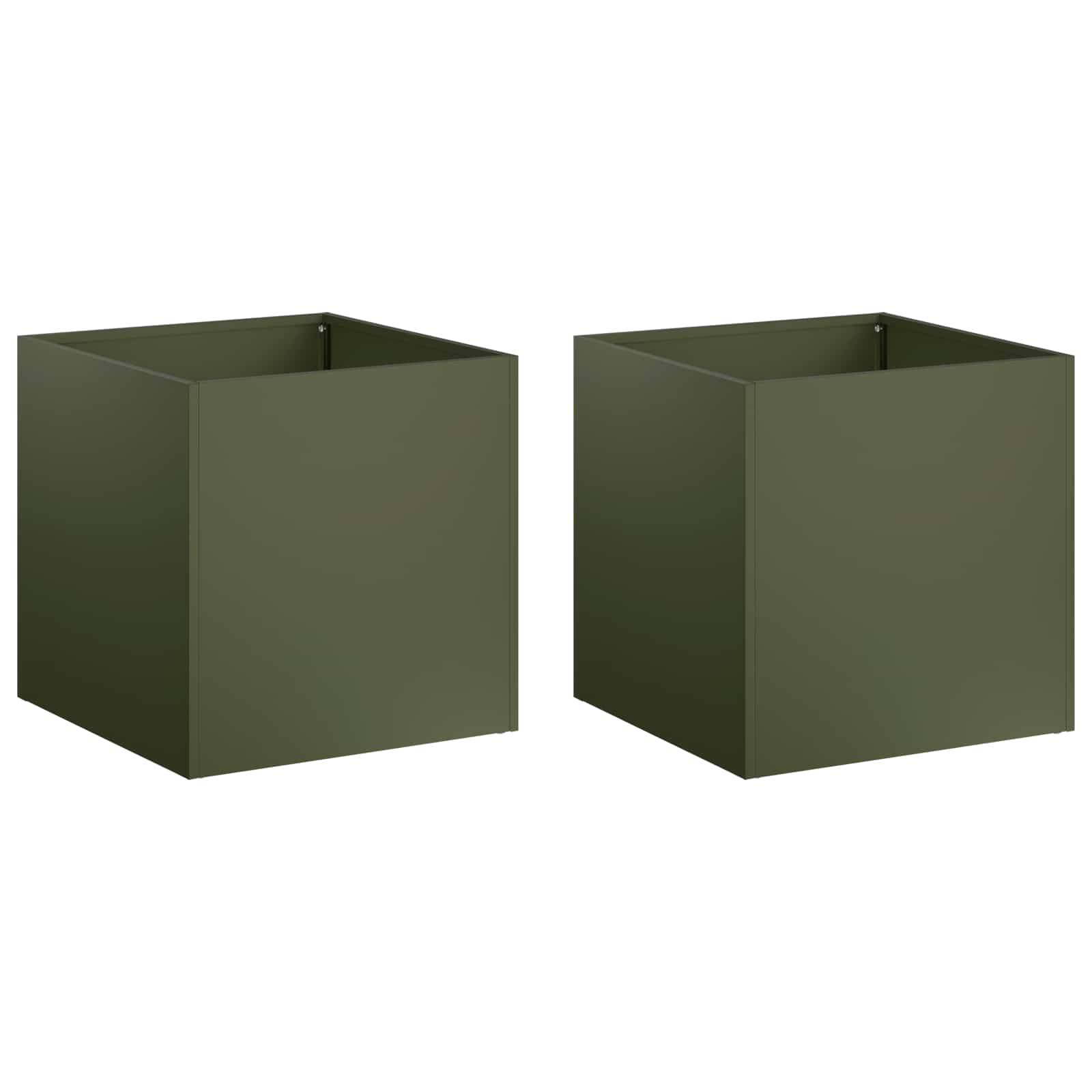 Vidaxl - Cache-pot de jardin 2 pc Vert olive 20 x 20 x 20 cm vidaXL 8004931 - Image 2