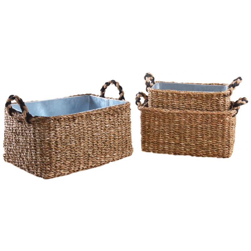 Aubry Gaspard - Jardinière jonc et zinc 33 cm - Aubry Gaspard - Imagen 1