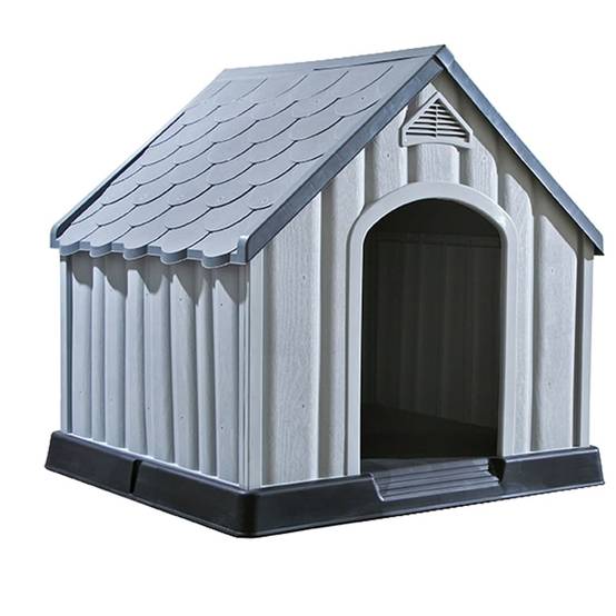 Niche pour chien - Cage pour chien - Niche de jardin Gris 92x87x91 cm Plastique - Image 1