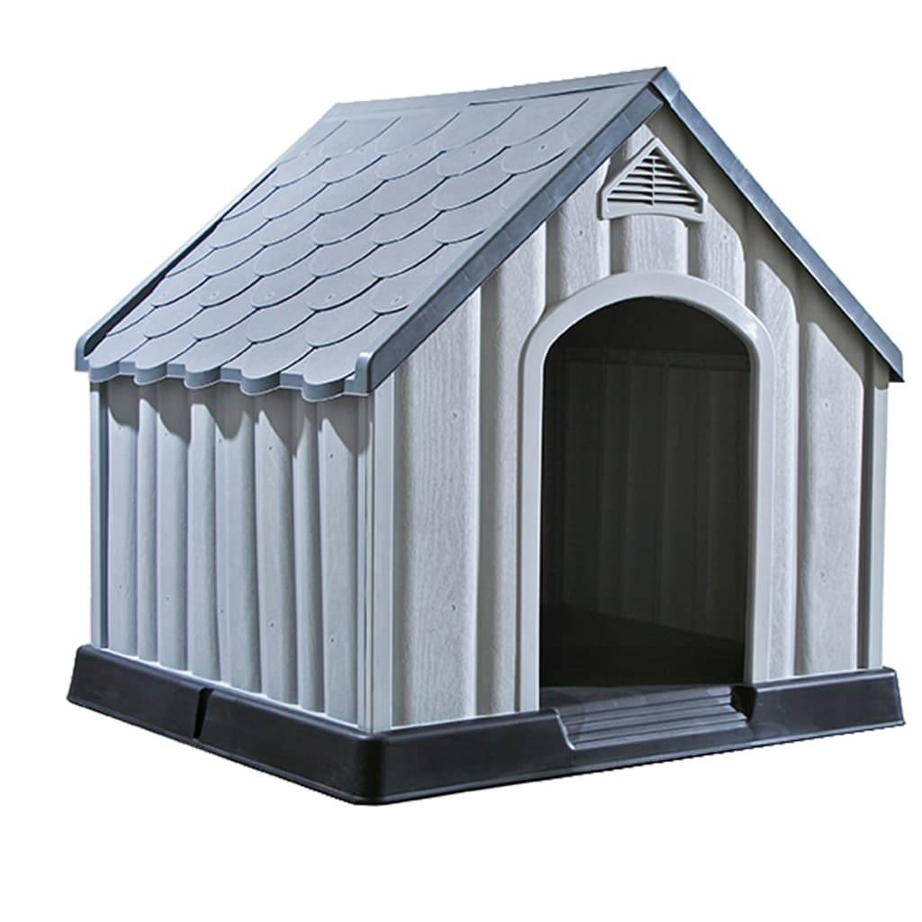 Niche pour chien - Cage pour chien - Niche de jardin Gris 92x87x91 cm Plastique - Image 1