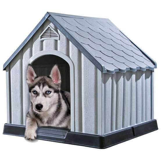 Niche pour chien - Cage pour chien - Niche de jardin Gris 92x87x91 cm Plastique - Image 2