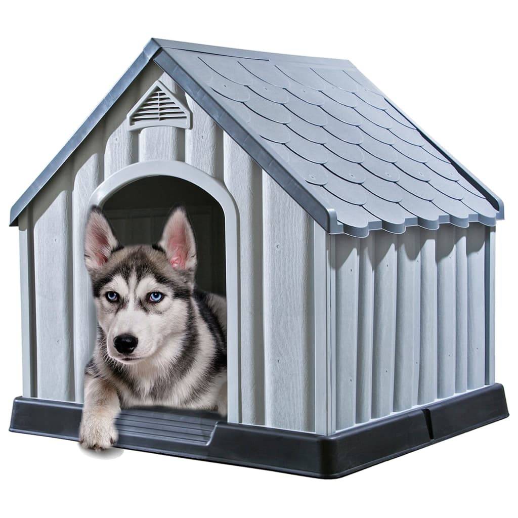 Niche pour chien - Cage pour chien - Niche de jardin Gris 92x87x91 cm Plastique - Image 2