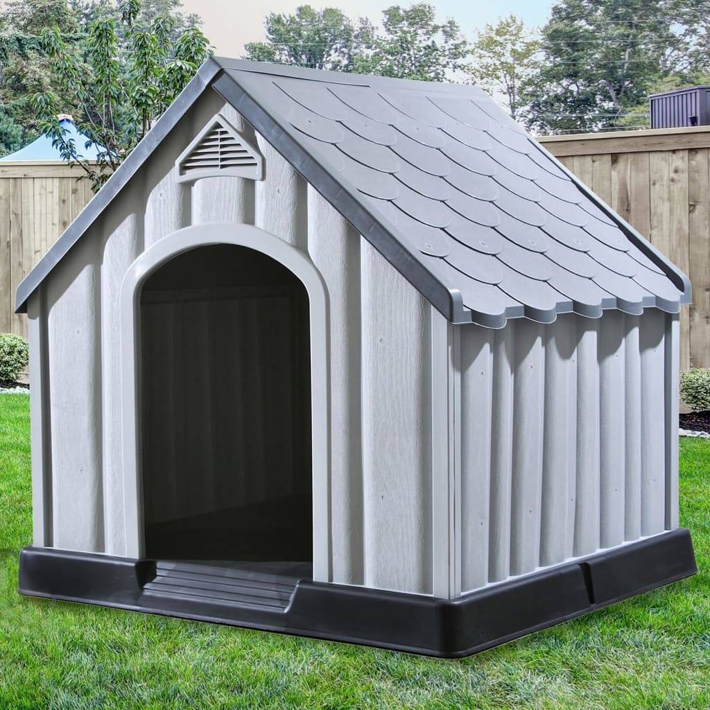 Niche pour chien - Cage pour chien - Niche de jardin Gris 92x87x91 cm Plastique - Image 3