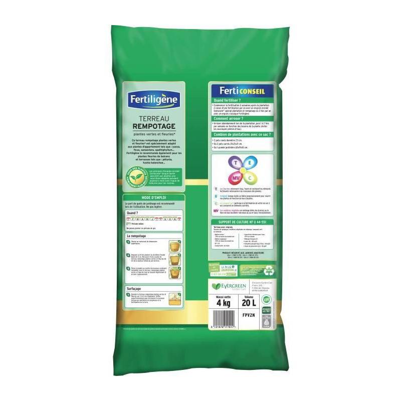 Fertiligène - Fertiligene -  Terreau Rempotage Plantes Vertes - 6l