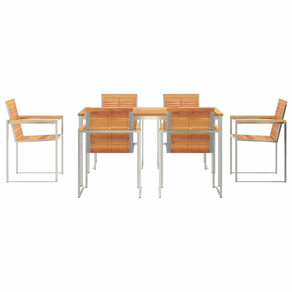 Table et Chaises de Jardin 6 Personnes Bois d'Acacia et Acier Design Moderne Marron – ComfortXL Outdoor Living - Image 7