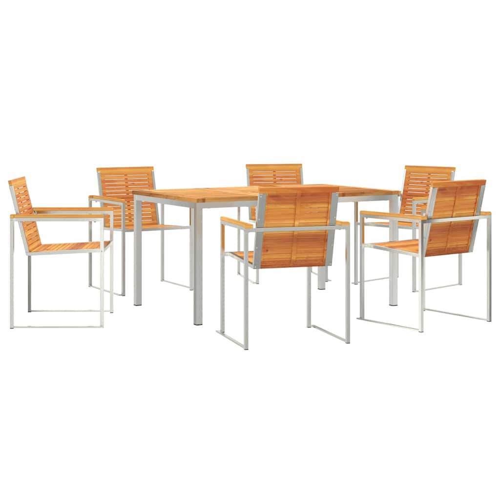 Table et Chaises de Jardin 6 Personnes Bois d'Acacia et Acier Design Moderne Marron – ComfortXL Outdoor Living - Image 2