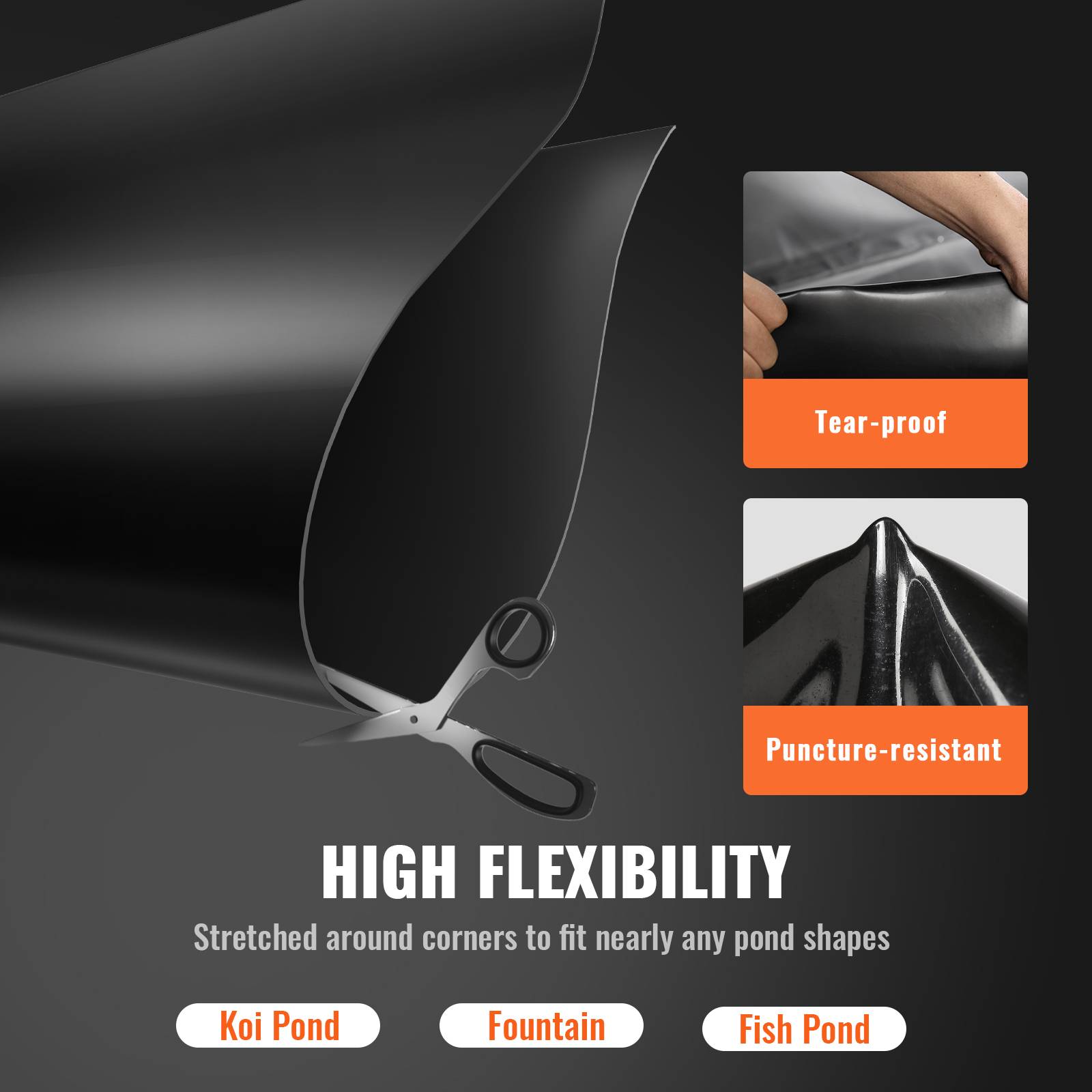Vevor - VEVOR Bâche de bassin EPDM 9 x 10,6 m, épaisseur 1,5 mm, membrane souple et résistante aux UV, facile à découper et installer. - Image 7