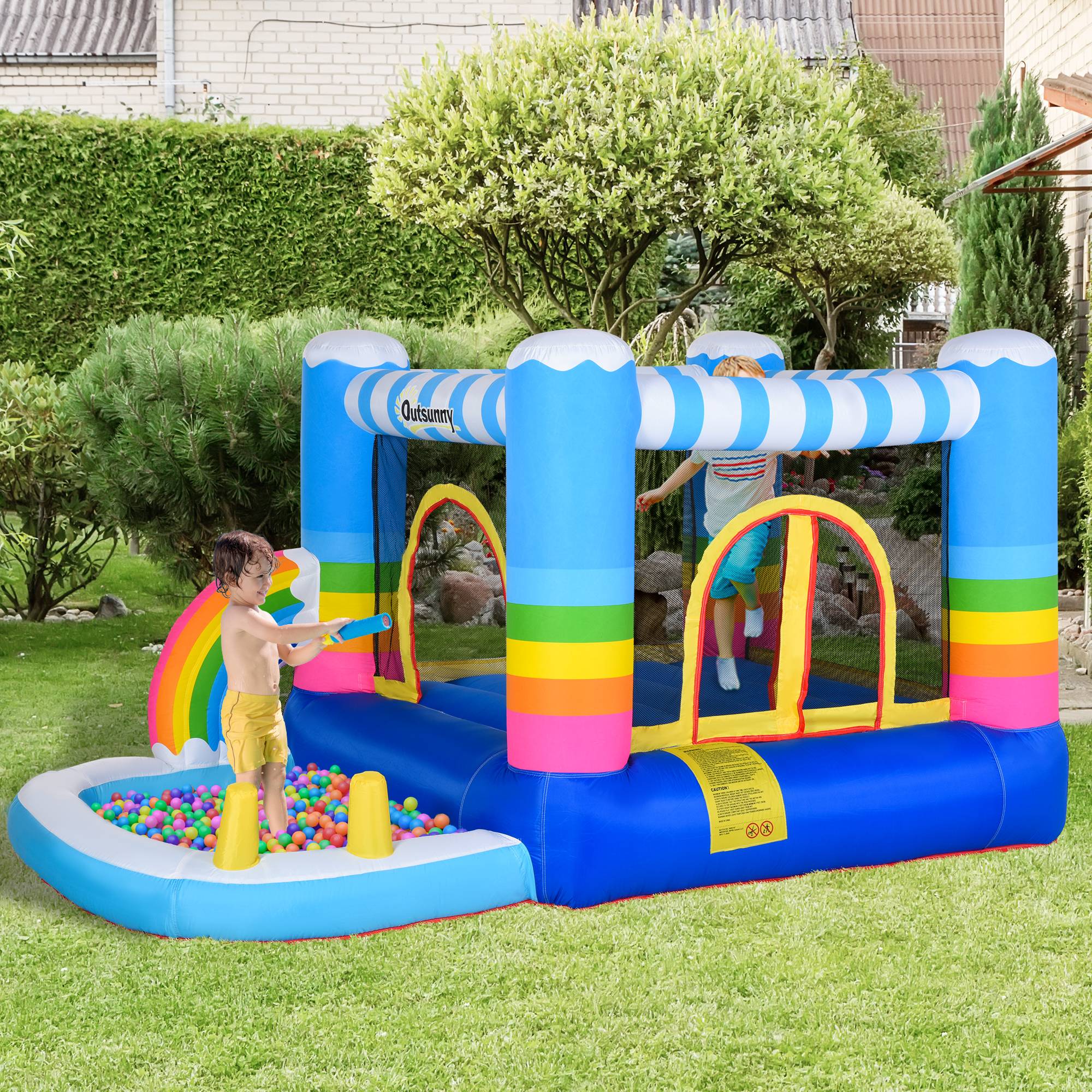 Château gonflable pour enfants avec trampoline et piscine, pompe électrique incluse, 280 x 170 x 155 cm, multicolore - Image 4