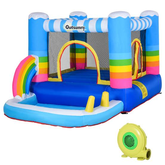 Château gonflable pour enfants avec trampoline et piscine, pompe électrique incluse, 280 x 170 x 155 cm, multicolore - Image 1