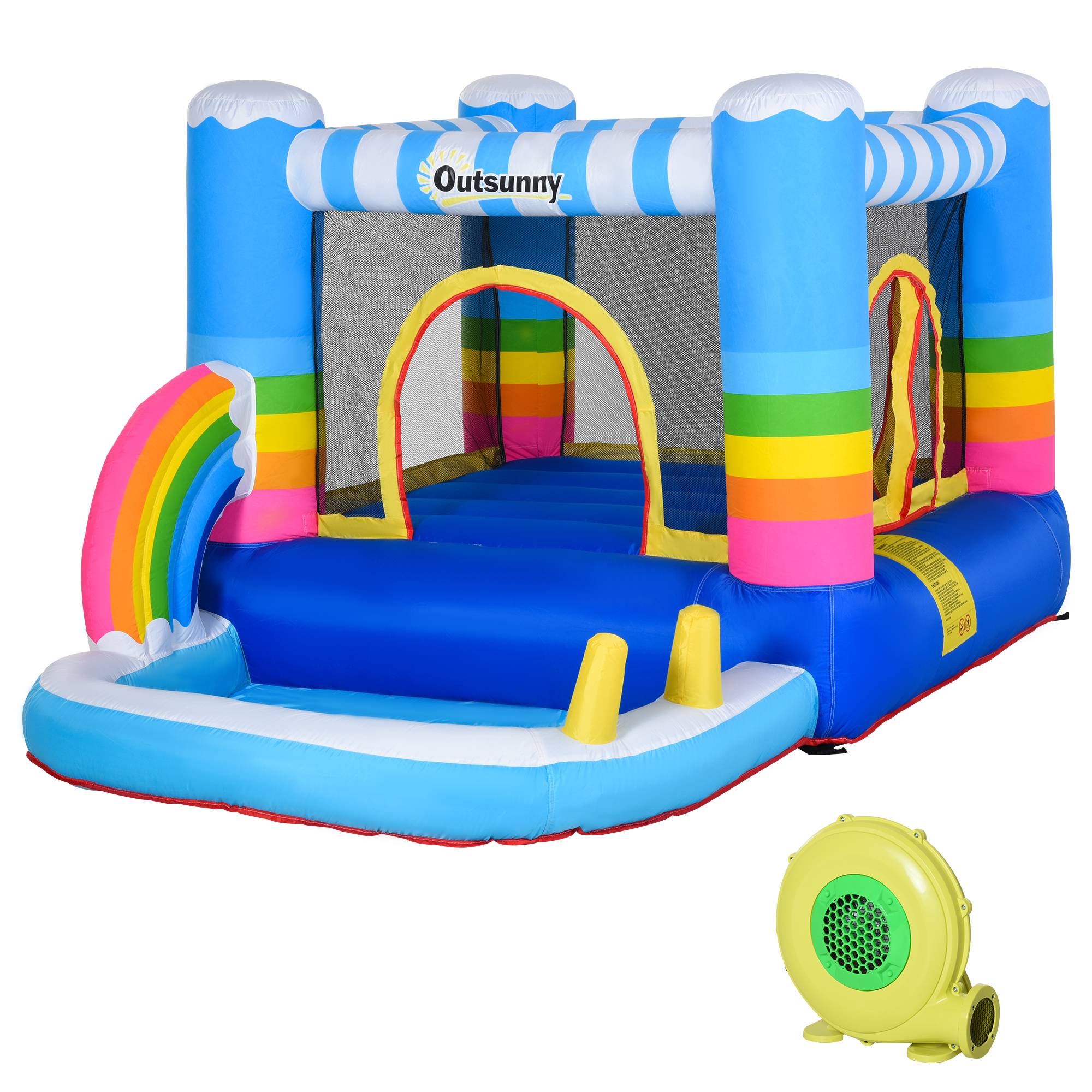 Château gonflable pour enfants avec trampoline et piscine, pompe électrique incluse, 280 x 170 x 155 cm, multicolore - Image 1
