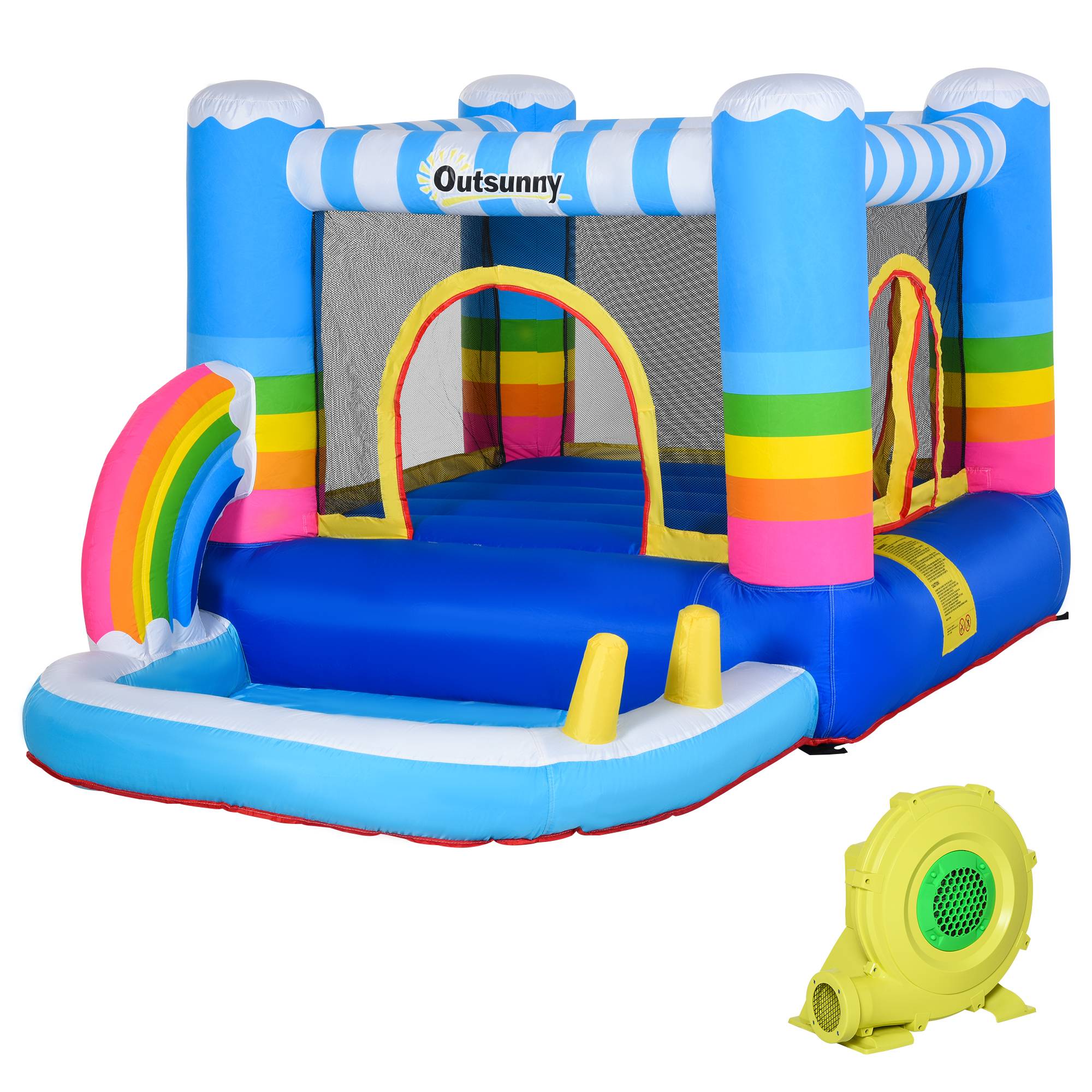 Château gonflable pour enfants avec trampoline et piscine, pompe électrique incluse, 280 x 170 x 155 cm, multicolore - Image 2