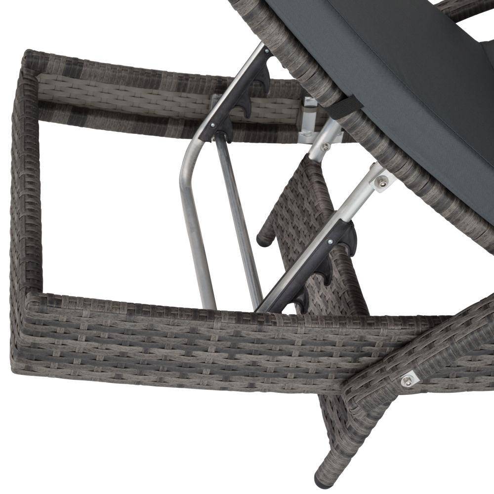 Helloshop26 - Bain de soleil chaise longue transat meuble jardin 5 positions gris - Imagen 3