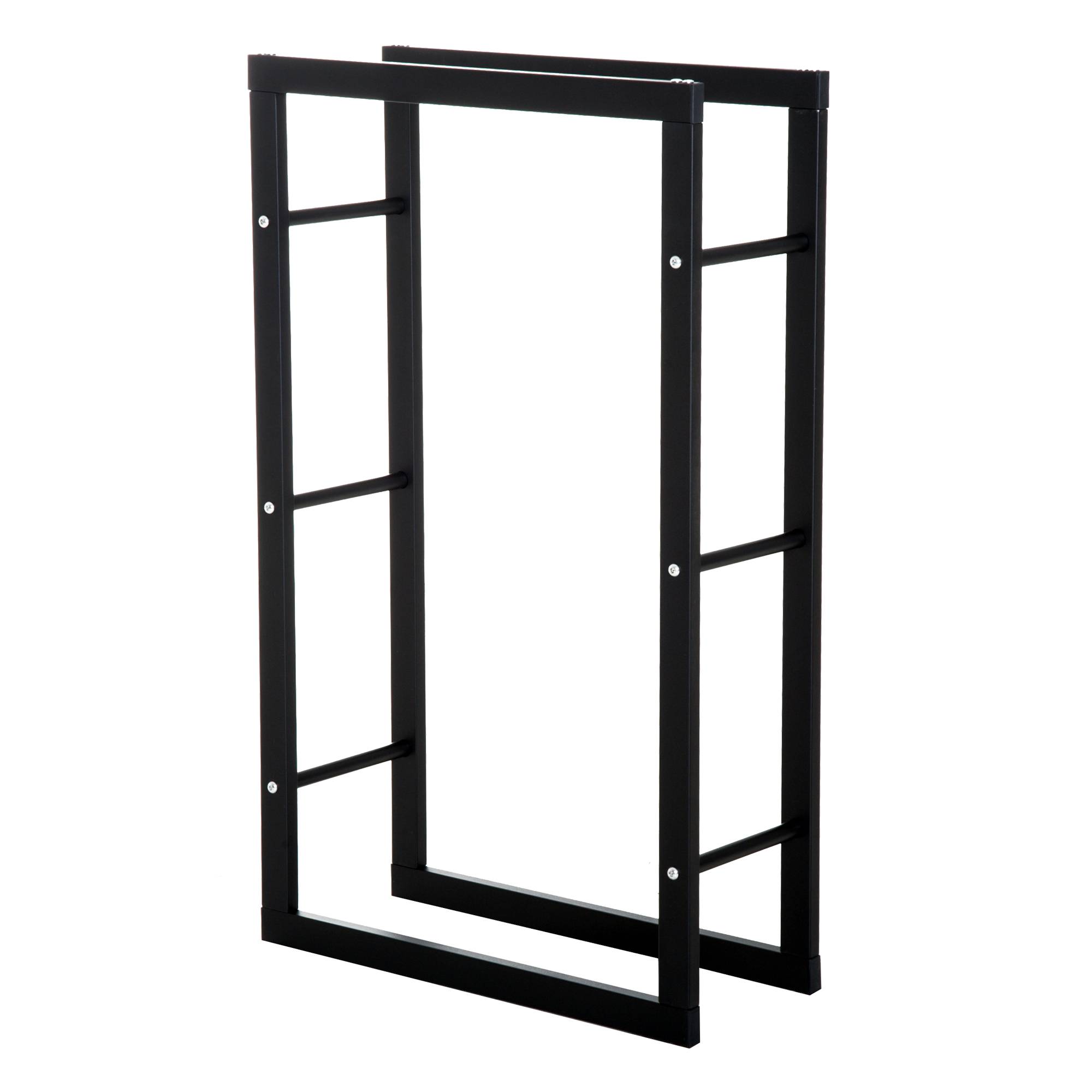 ComfortXL - Porte-bûches en métal noir 40 x 25 x 100 cm pour cheminée terrasse jardin extérieur rangement jusqu’à 97 kg - Image 2
