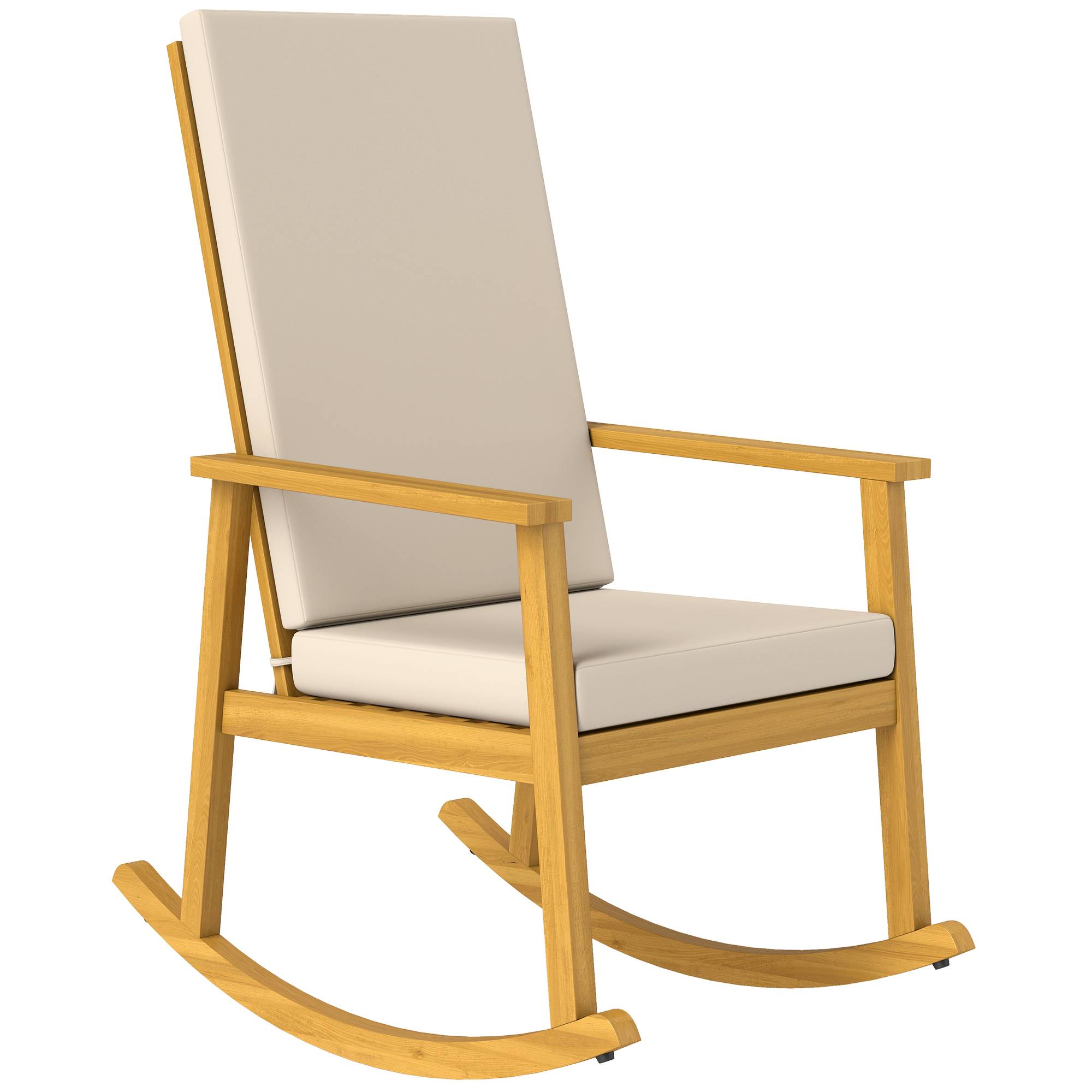 Fauteuil à bascule bois d'acacia beige 60 x 89 x 107 cm - PANGIVO - Image 1