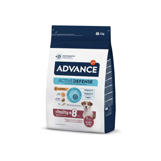 Croquettes Advance Senior Mini Vitality 8+ pour chiens Sac 3 kg - Image 1
