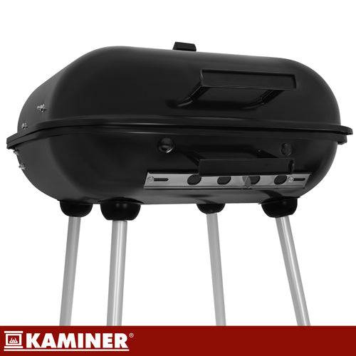 Barbecue  au charbon de bois avec couvercle et étagère, portable sur roues - Image 3