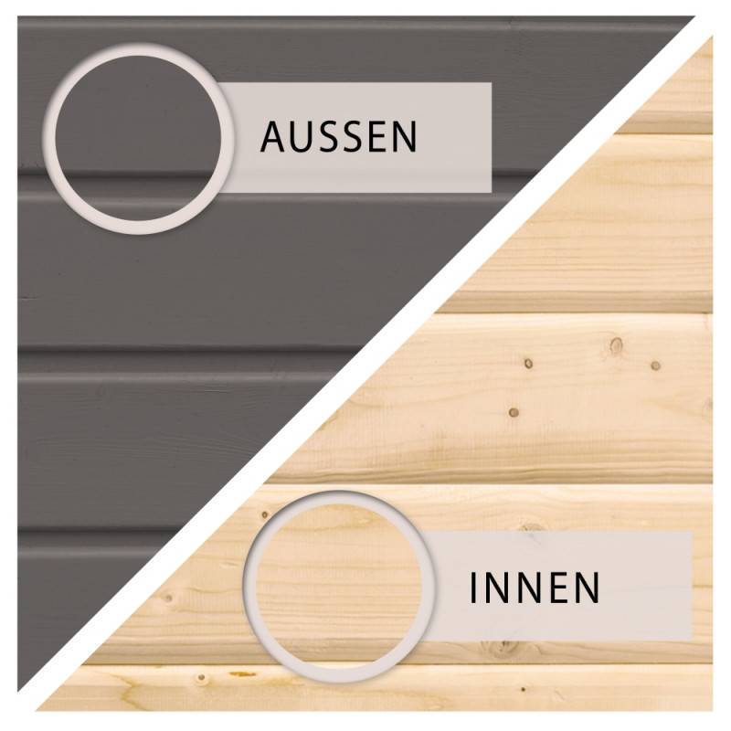 Abri de jardin adossé 8m² bois massif vitrifié gris Wandlitz 5 avec embase Karibu - Image 4