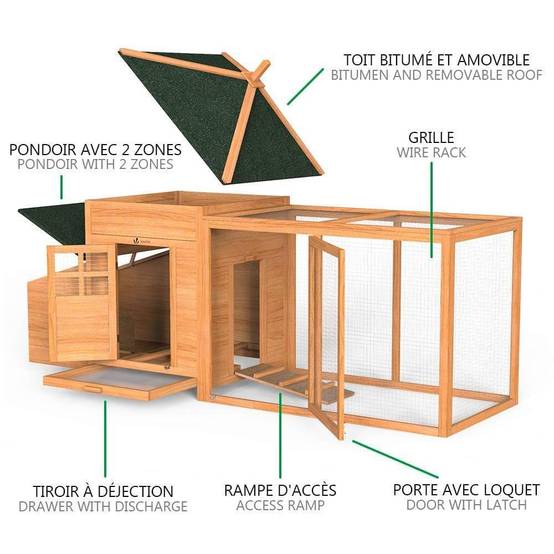 Grand poulailler en Bois avec Pondoir et Perchoir - Image 4