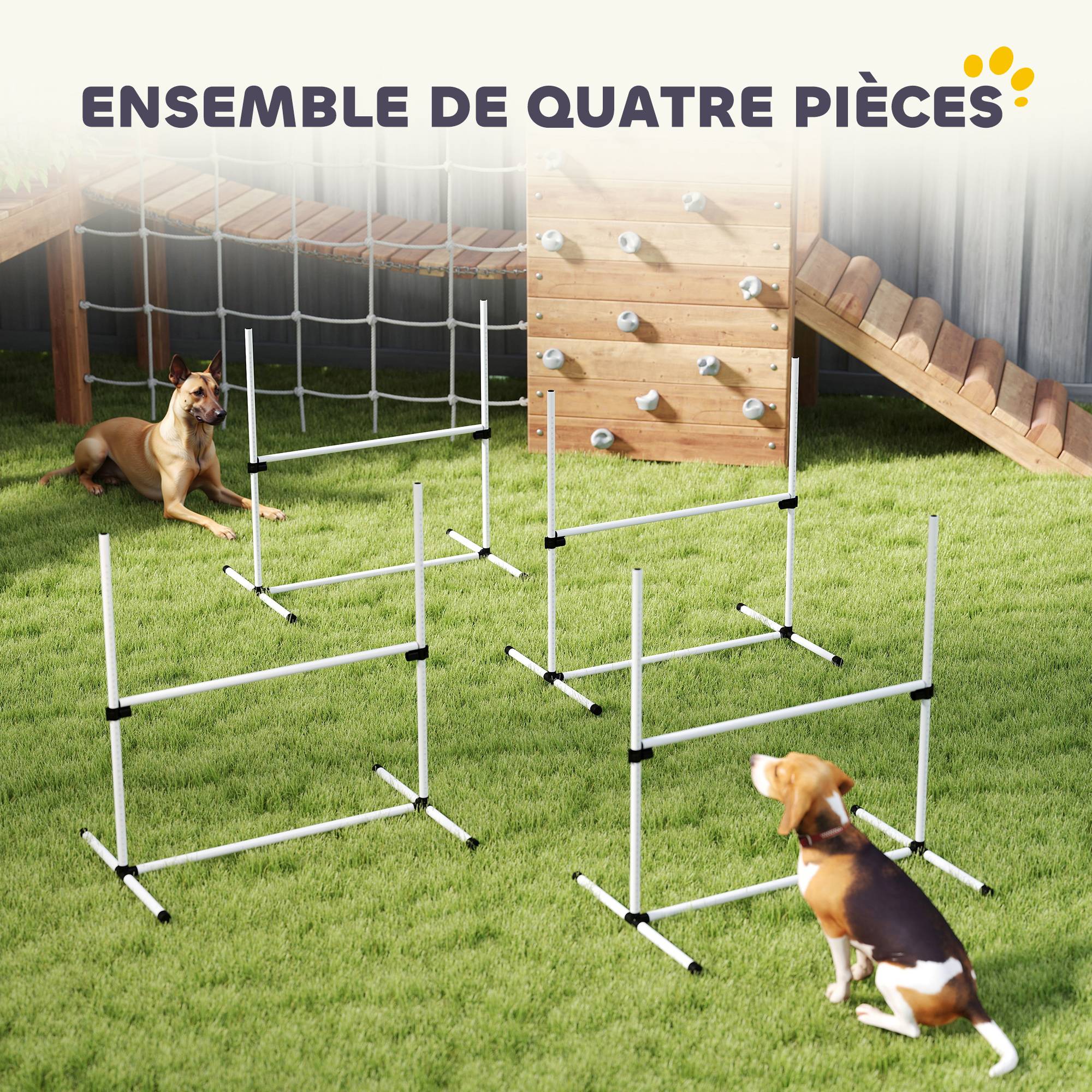 Obstacles d'agility pour chien plastique blanc 99 x 65 x 94 cm - PANGIVO - Image 7