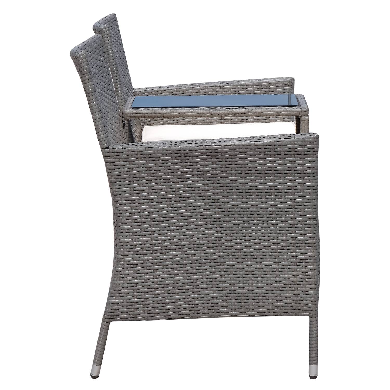 Outsunny - Banc de jardin design contemporain double chaise avec coussins assise + tablette intégrée résine tressée grise polyester crème - Outsunny - Imagen 5