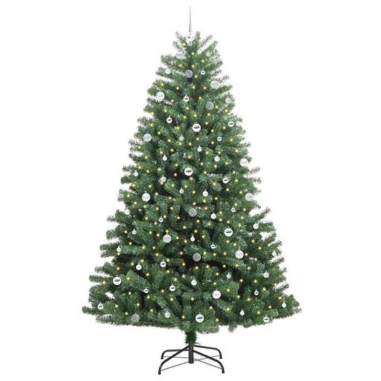 Très Grand Sapin de Noël Artificiel 240 cm, Montage Rapide à Charnières, avec LED et 120 Boules – ComfortXL Outdoor Living - Image 3