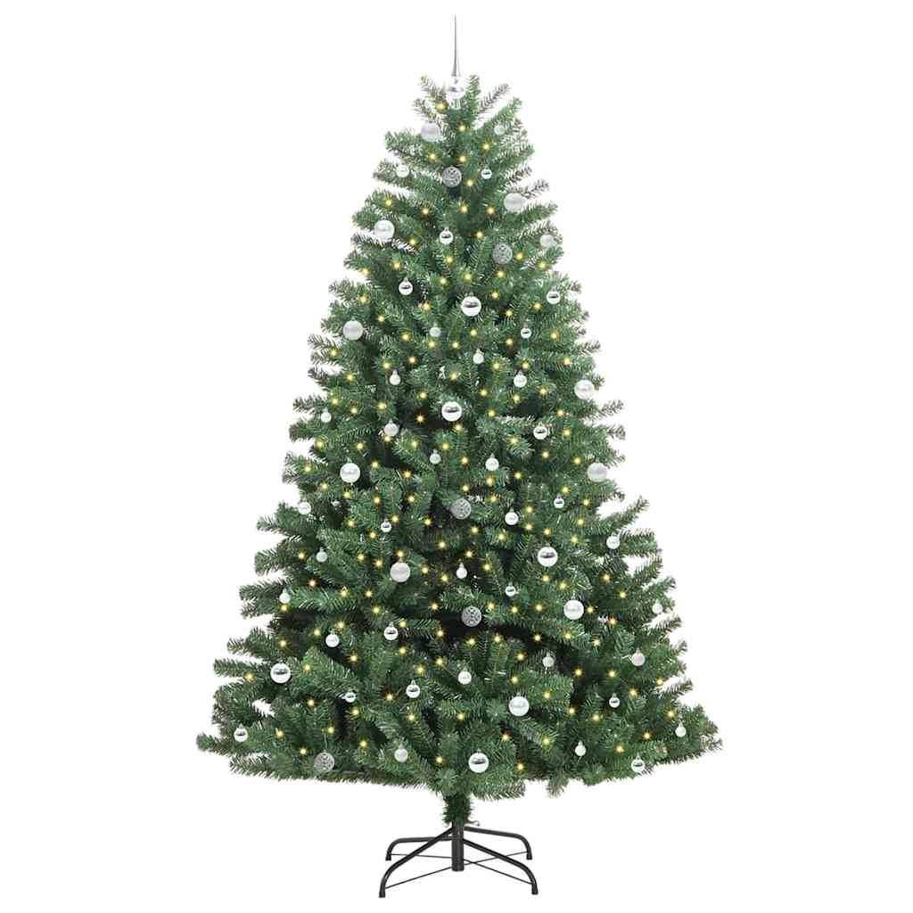 Très Grand Sapin de Noël Artificiel 240 cm, Montage Rapide à Charnières, avec LED et 120 Boules – ComfortXL Outdoor Living - Image 3