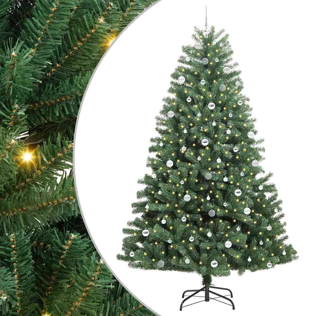 Très Grand Sapin de Noël Artificiel 240 cm, Montage Rapide à Charnières, avec LED et 120 Boules – ComfortXL Outdoor Living - Image 2