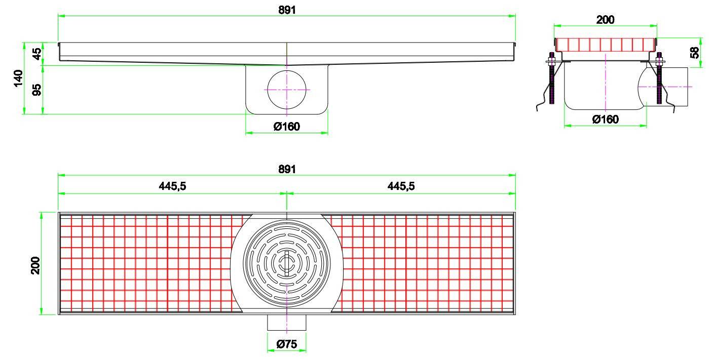 Combisteel - Caniveau de Sol Professionnel 891 - Sortie Horizontale - Combisteel - Image 2