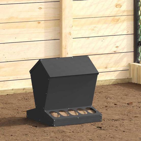 Mangeoire Trémie Acier Volaille Suspendue 5kg Noir - ComfortXL Outdoor Living - Image 1