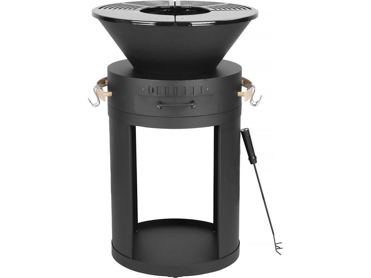 Barbecue Plancha Brasero A Charbon Et Bois "cesar" - 49 X 49 X 92 Cm - Noir -habitat Et Jardin - Image 1